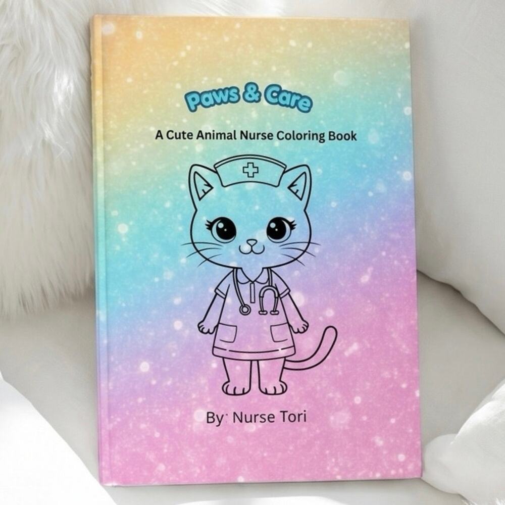 Cat Nurse Coloring Book Paws & Care Cute Animal Clinic waiting room kid activity